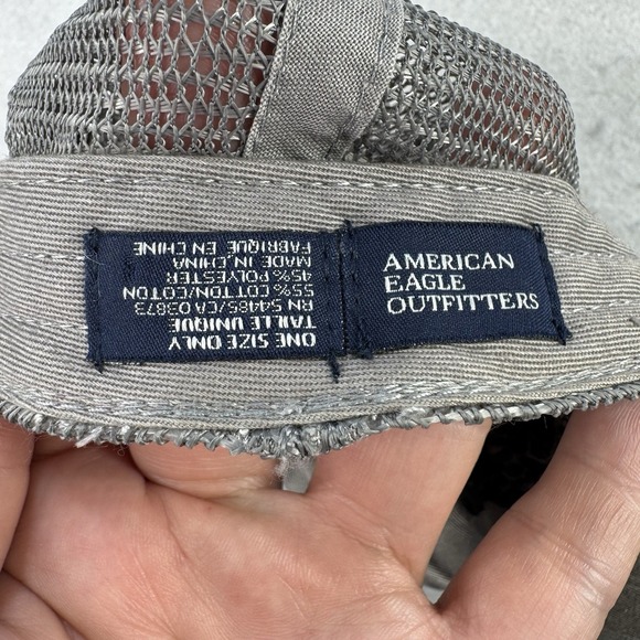 Vintage American Eagle Outfitters Hat Gray AE Stitched On Front Logo Y2K Mall - Picture 8 of 8